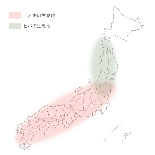 ヒノキ・ヒバの生息地